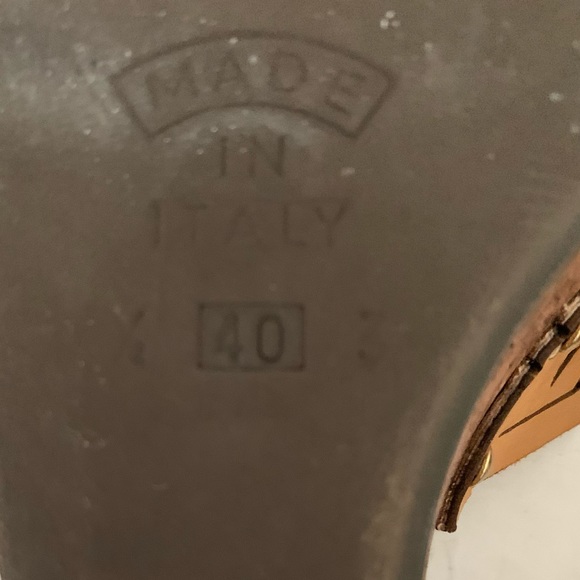 Natural tan color real leather sandals light wedges laser cut design Eu 40 US 10 - Picture 7 of 8